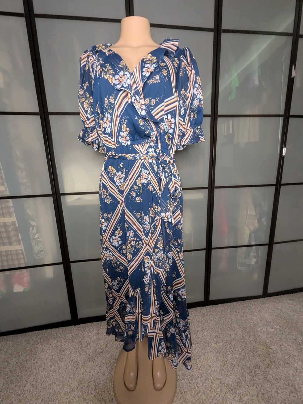 Lauren Conrad Blue Floral Wrap Maxi Dress - Brand Unknown